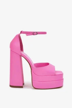 Damskie Boto Sandały Damskie Na Słupku I Platformie Różowe Beloria