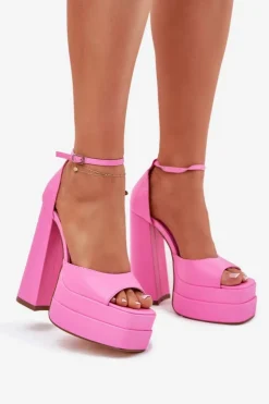 Damskie Boto Sandały Damskie Na Słupku I Platformie Różowe Beloria
