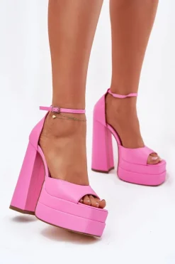 Damskie Boto Sandały Damskie Na Słupku I Platformie Różowe Beloria