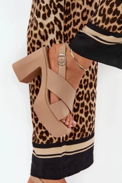 Damskie Boto Sandały Damskie Na Słupku I Platformie Z Eko Skóry Khaki Annavin