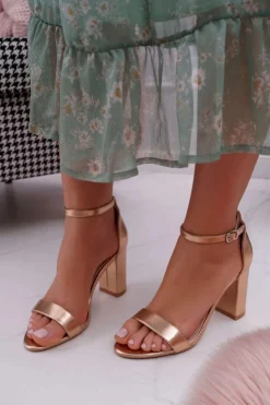 Best Boto Sandały Damskie Na Słupku Klasyczne Champagne Fiji