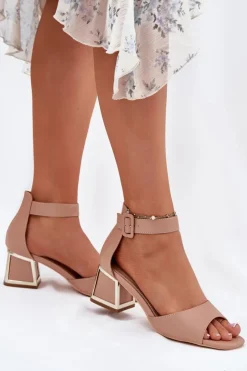 New Evento Sandały Damskie Na Słupku Nude Zennia