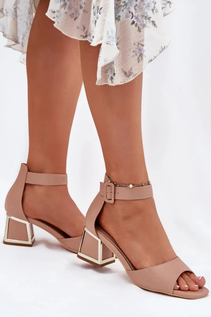 New Evento Sandały Damskie Na Słupku Nude Zennia