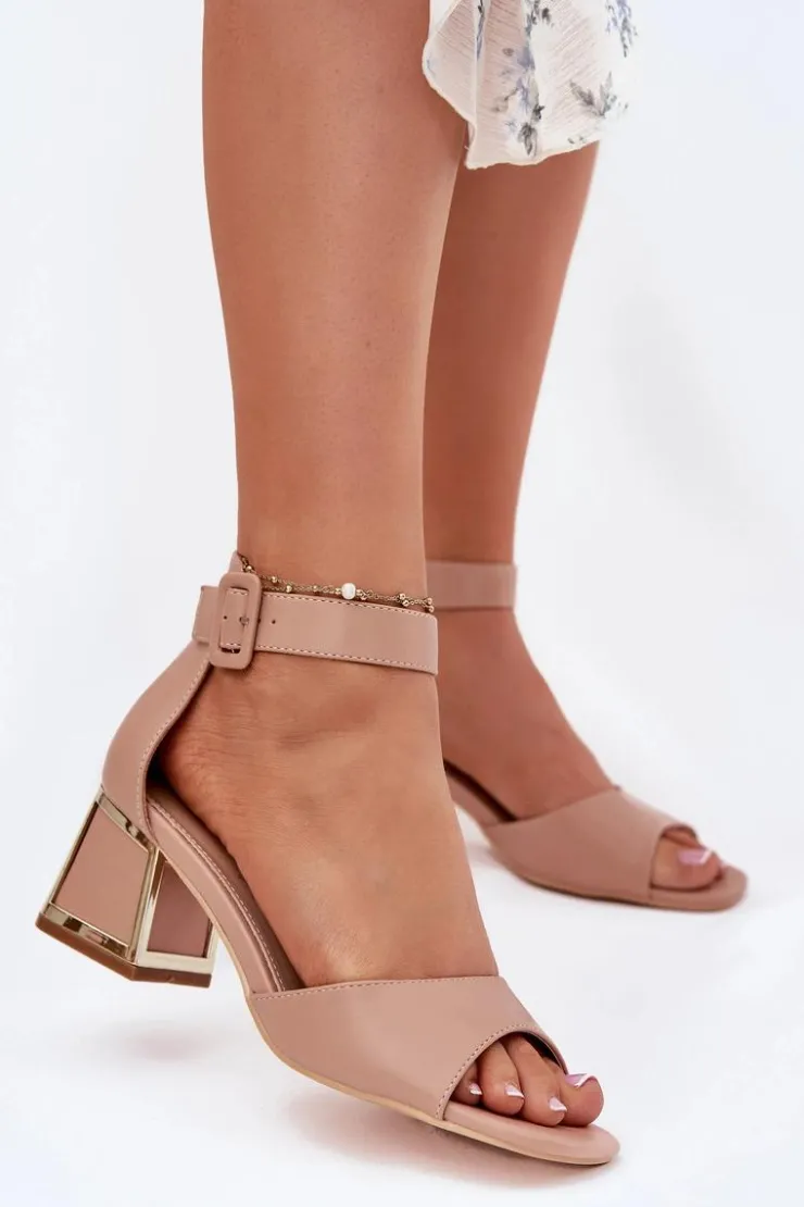 New Evento Sandały Damskie Na Słupku Nude Zennia