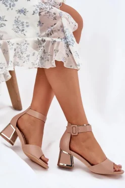 New Evento Sandały Damskie Na Słupku Nude Zennia