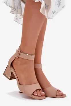 New Evento Sandały Damskie Na Słupku Nude Zennia