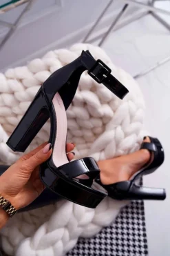 Boto Sandały Na Obcasie*Sandały Damskie Na Słupku Platforma Czarne Huran