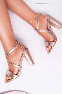 Discount Boto Sandały Damskie Na Słupku Różowe Złoto Klaira