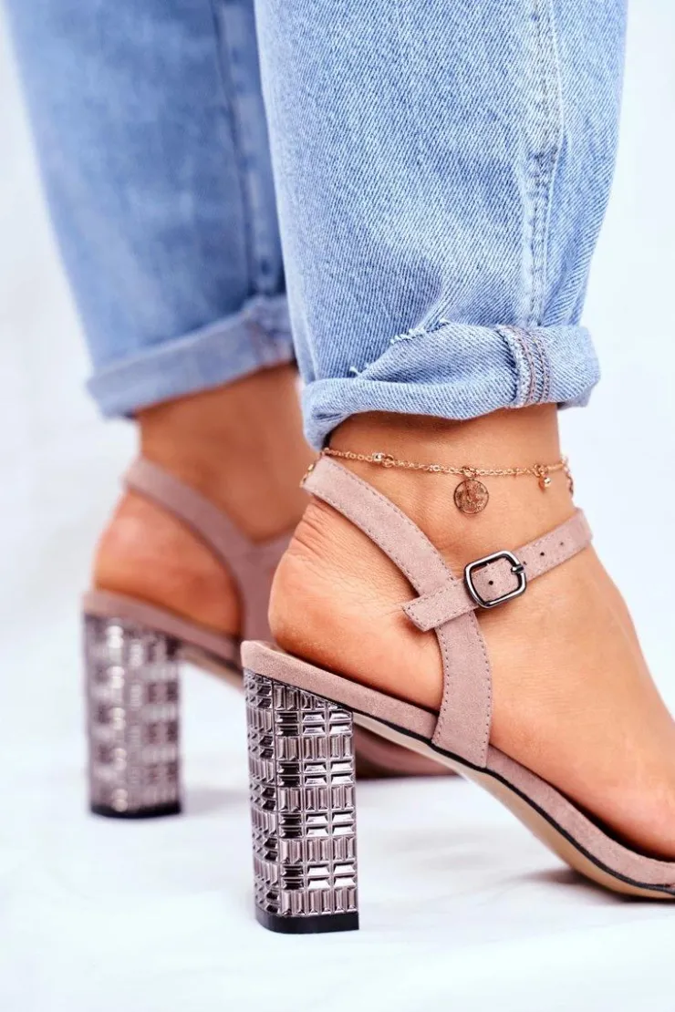 Damskie buty S.Barski Sandały Na Obcasie*Sandały Damskie Na Słupku Różowe Barski Baskila