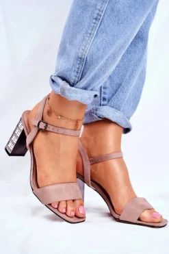 Damskie buty S.Barski Sandały Na Obcasie*Sandały Damskie Na Słupku Różowe Barski Baskila