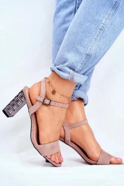 Damskie buty S.Barski Sandały Na Obcasie*Sandały Damskie Na Słupku Różowe Barski Baskila