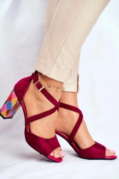 Outlet Buty Sergio Leone Sandały Damskie Na Słupku Sergio Leone Fuksja SK865