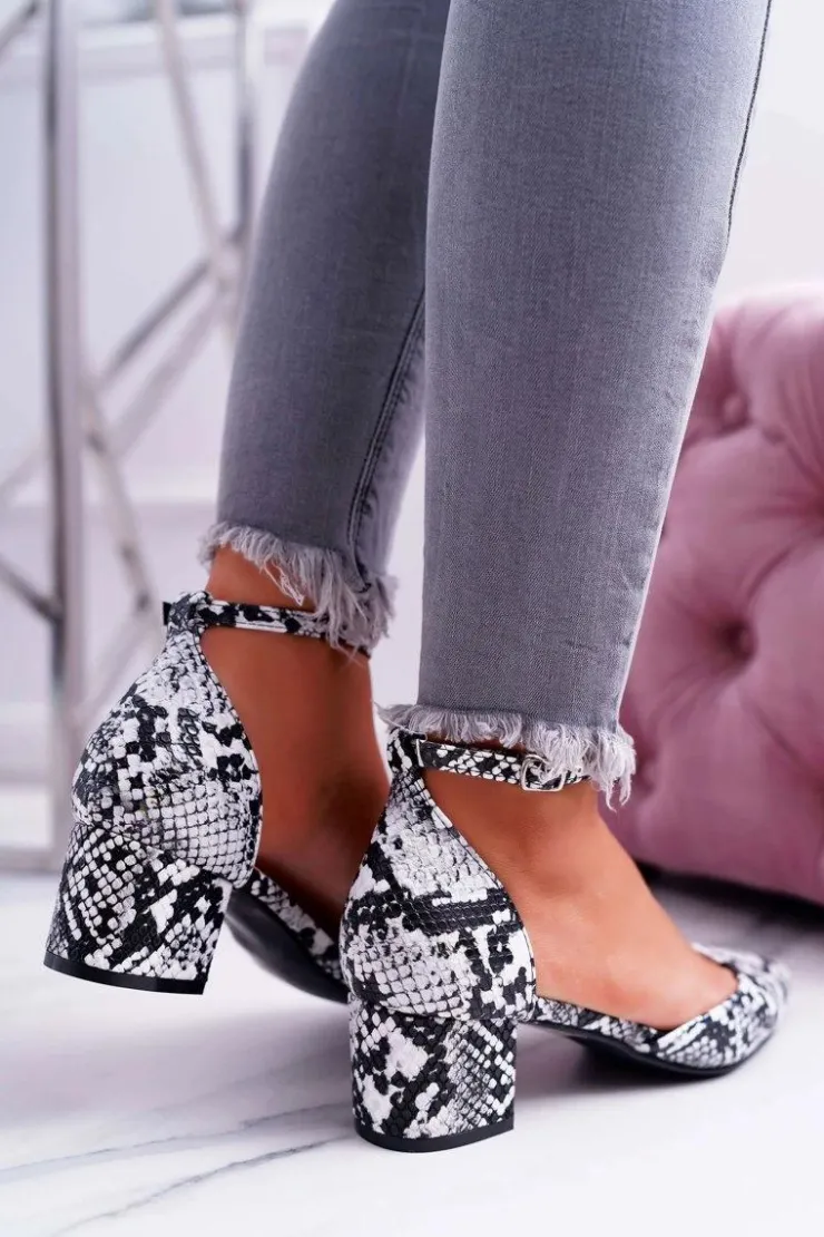 Sale Boto Sandały Damskie Na Słupku Skóra Węża Kehira