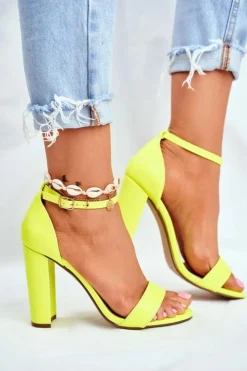 Damskie Boto Sandały Damskie Na Słupku Żółte Neon Anastasie