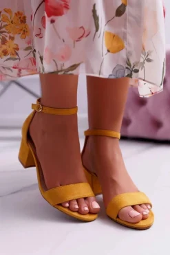Boto Sandały Na Obcasie*Sandały Damskie Na Słupku Żółte Zephira