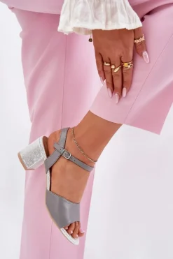 Hot Buty damskie Vinceza Sandały Damskie Na Słupku Vinceza 20275 Szare Szary