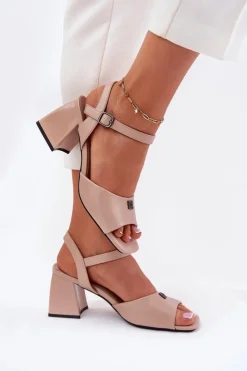 Damskie Buty damskie Vinceza Sandały Damskie Na Słupku Vinceza 62235 Beżowe