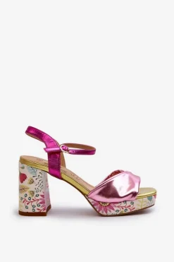 Damskie buty S.Barski Sandały Na Słupku|Sandały Na Obcasie*Sandały Damskie Na Słupku W Kwiaty D&A CR980 Różowe Różowy