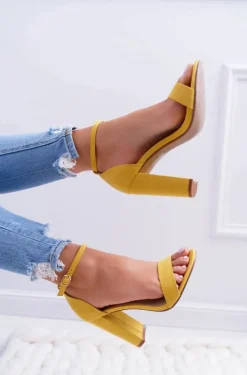 Boto Sandały Na Obcasie*Sandały Damskie Na Słupku Zamszowe Żółte Anastasie
