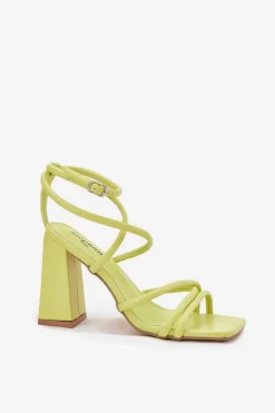 Boto Sandały Na Słupku|Sandały Na Obcasie*Sandały Damskie Na Słupku Z Paskami Limonkowe Ciarilora Zielony