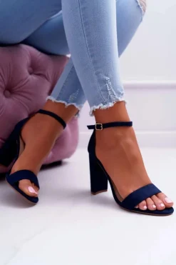 Discount Boto Sandały Damskie Na Słupku Zamszowe Granatowy Anastasie