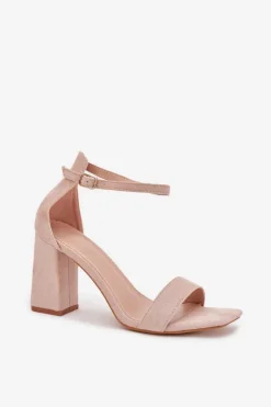 Best Boto Sandały Damskie Na Słupku Z Eko Zamszu Beżowe Elirae