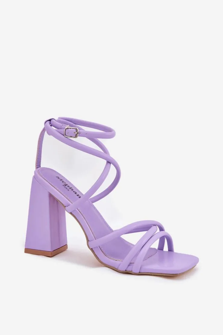 Damskie Boto Sandały Damskie Na Słupku Z Paskami Fioletowe Ciarilora