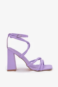 Damskie Boto Sandały Damskie Na Słupku Z Paskami Fioletowe Ciarilora