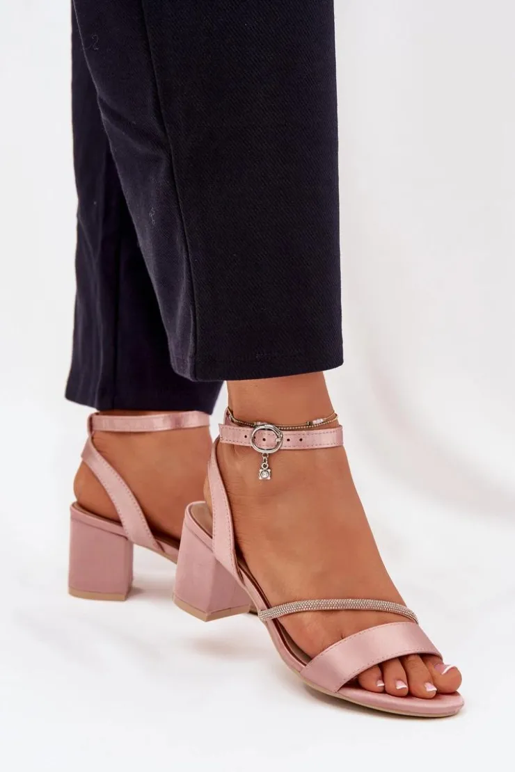 Damskie Buty damskie Vinceza Sandały Damskie Na Słupku Z Cyrkoniami Vinceza 20268 Beżowe