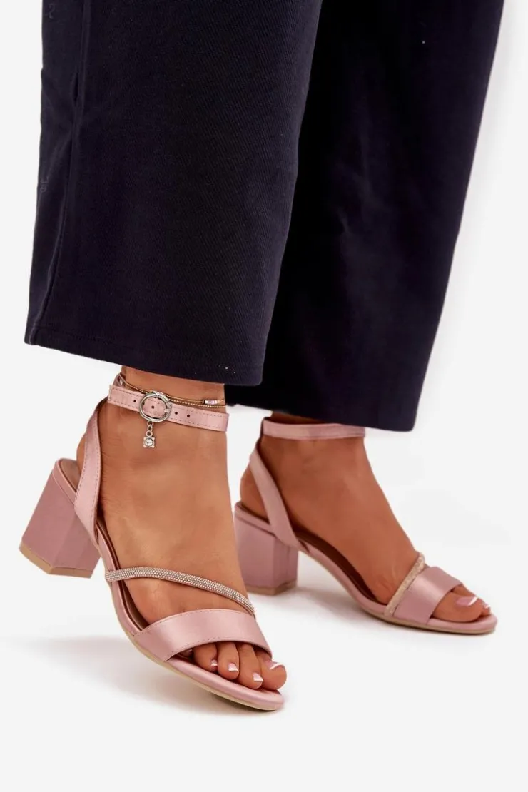 Damskie Buty damskie Vinceza Sandały Damskie Na Słupku Z Cyrkoniami Vinceza 20268 Beżowe