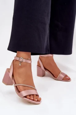 Damskie Buty damskie Vinceza Sandały Damskie Na Słupku Z Cyrkoniami Vinceza 20268 Beżowe