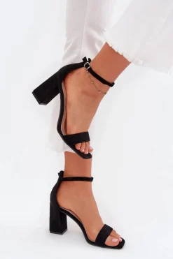 Boto Sandały Na Obcasie|Sandały Na Słupku*Sandały Damskie Na Słupku Z Eko Zamszu Czarne Elirae Czarny