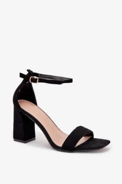 Boto Sandały Na Obcasie|Sandały Na Słupku*Sandały Damskie Na Słupku Z Eko Zamszu Czarne Elirae Czarny