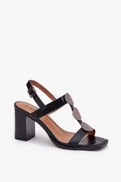Boto Sandały Na Słupku|Sandały Na Obcasie*Sandały Damskie Na Słupku Z Ozdobnym Paskiem Czarne Mirfedi Czarny
