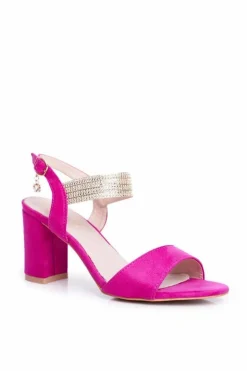 Sale Damskie buty S.Barski Sandały Damskie Na Słupku Zamszowe Fuksja Enjoy Różowy