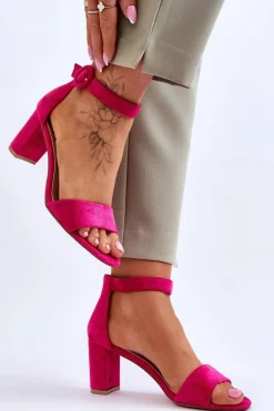 Damskie Evento Sandały Damskie Na Słupku Zamszowe Fuksja Lexi
