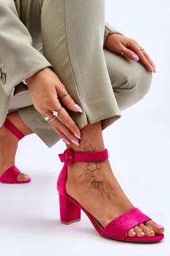 Damskie Evento Sandały Damskie Na Słupku Zamszowe Fuksja Lexi