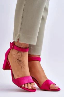 Damskie Evento Sandały Damskie Na Słupku Zamszowe Fuksja Lexi
