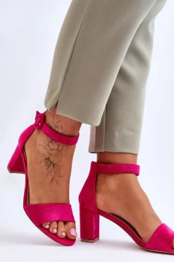 Damskie Evento Sandały Damskie Na Słupku Zamszowe Fuksja Lexi