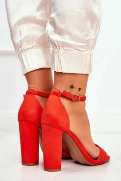 Sale Boto Sandały Damskie Na Słupku Zamszowe Pomarańczowe Anastasie