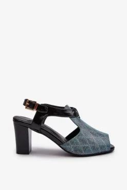 Boto Sandały Na Słupku|Sandały Na Obcasie*Sandały Damskie Na Słupku Z Eko Skóry Turkusowe Queenmarie Niebieski