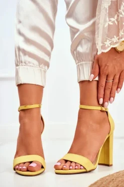 Boto Sandały Na Obcasie*Sandały Damskie Na Słupku Zamszowe Żółte Anastasie
