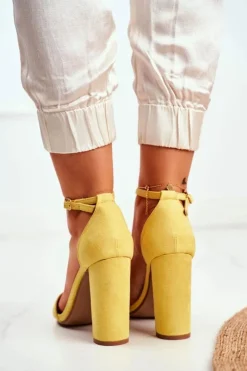 Boto Sandały Na Obcasie*Sandały Damskie Na Słupku Zamszowe Żółte Anastasie