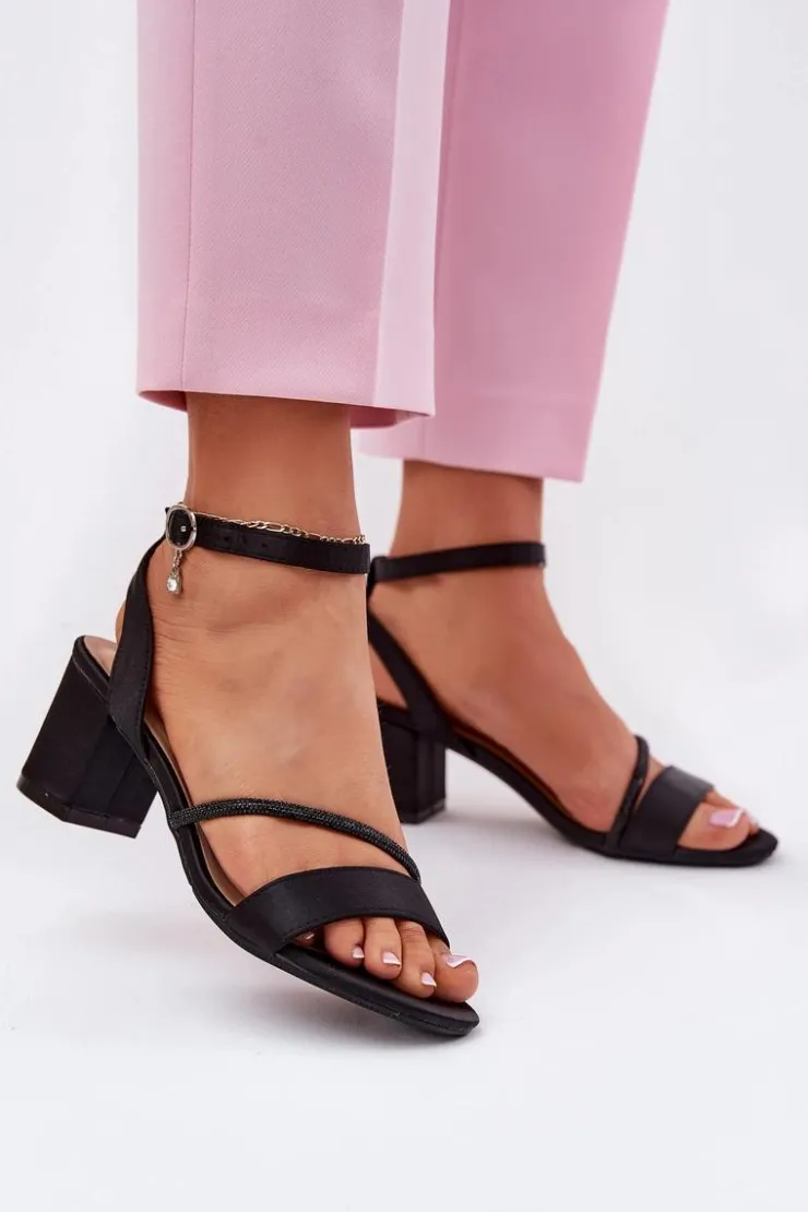 Hot Buty damskie Vinceza Sandały Damskie Na Słupku Z Cyrkoniami Vinceza 20268 Czarne Czarny