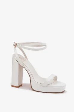 Boto Sandały Na Słupku|Sandały Na Obcasie*Sandały Damskie Na Słupku Z Paseczkiem Białe Fevenne Biały