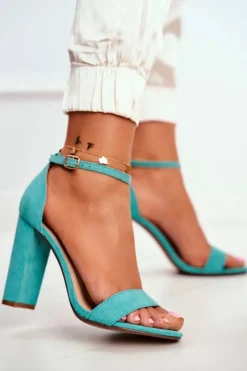 Discount Boto Sandały Damskie Na Słupku Zamszowe Zielone Anastasie