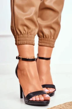 Boto Sandały Na Obcasie*Sandały Damskie Na Szpilce Czarne Frenzy