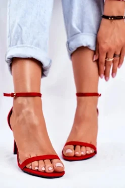 Boto Sandały Na Obcasie*Sandały Damskie Na Szpilce Klasyczne Czerwone Basilian