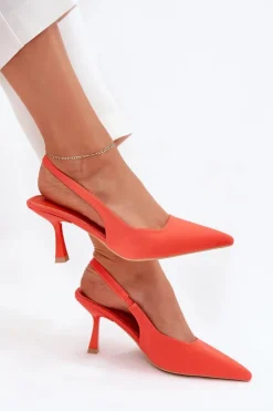 Boto Sandały Na Obcasie|Czółenka Klasyczne*Sandały Damskie Na Szpilce Pomarańczowe Lunira