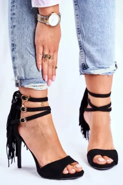 Online Boto Sandały Damskie Na Szpilce Gladiatorki Czarne Carnival